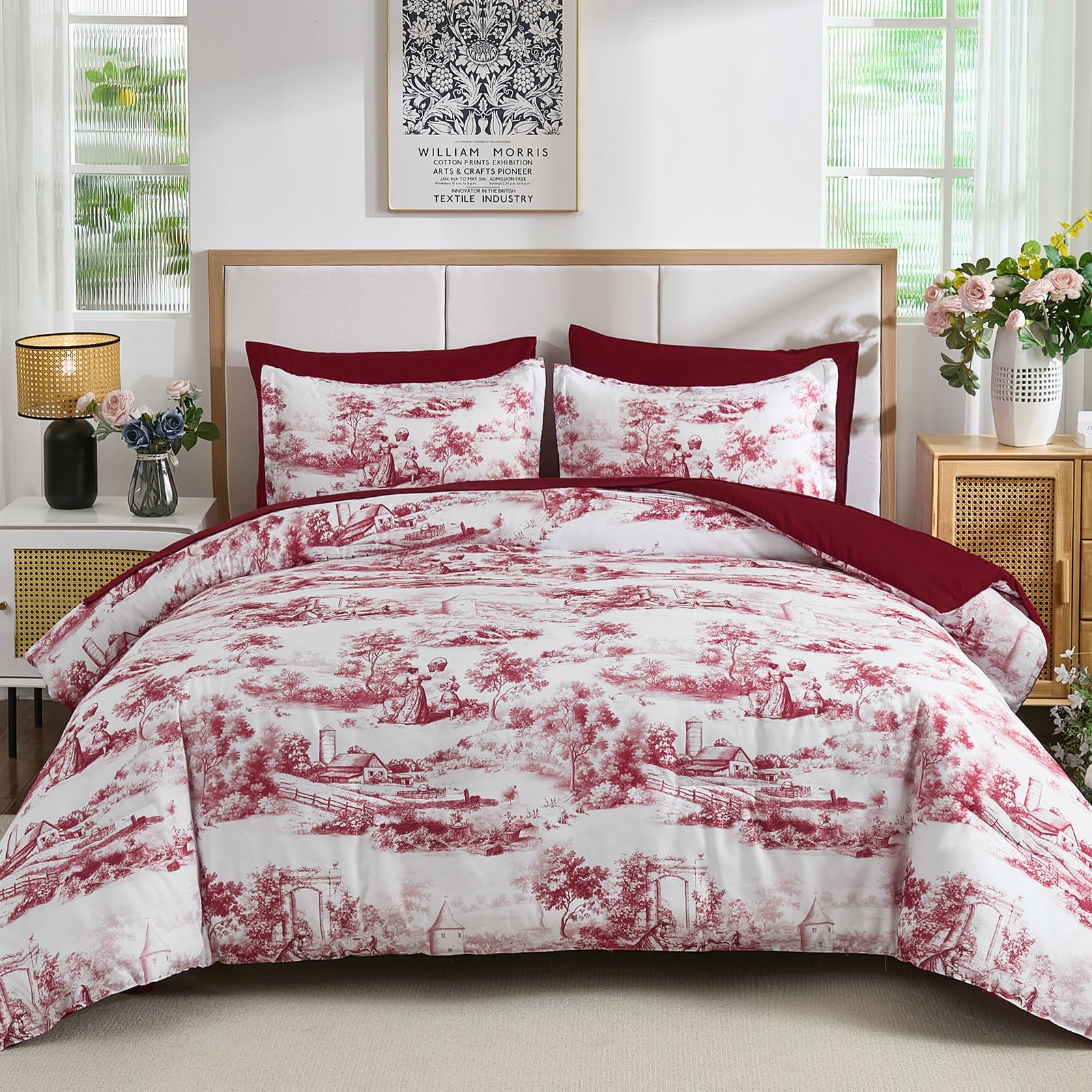 Wongs Bedding 7 Pieces Comforter Set Floral Comforter Bed In A BagYs01Ab091779K7UA