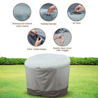 Hudson Comfort Papasan Chair Cover - Waterproof Outdoor Cover - Click-Close Straps And Elastic Hem Cord For Custom Fit - Durable Padded Handle & Air Vent For Circulation - 52' Dia X 35' Height (Gray)