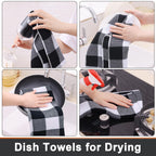 Mordimy 100% Cotton Waffle Weave Kitchen Towels, 13 X 28 Inches, Super Soft And Absorbent Buffalo Check Dish Towels For Drying D