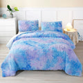 Winlife Shaggy Bedding Comforter Set Faux Fur Flannel Furry Comforter Microfiber Plush Comforter Sets Pastel Gradient Ombre Tie