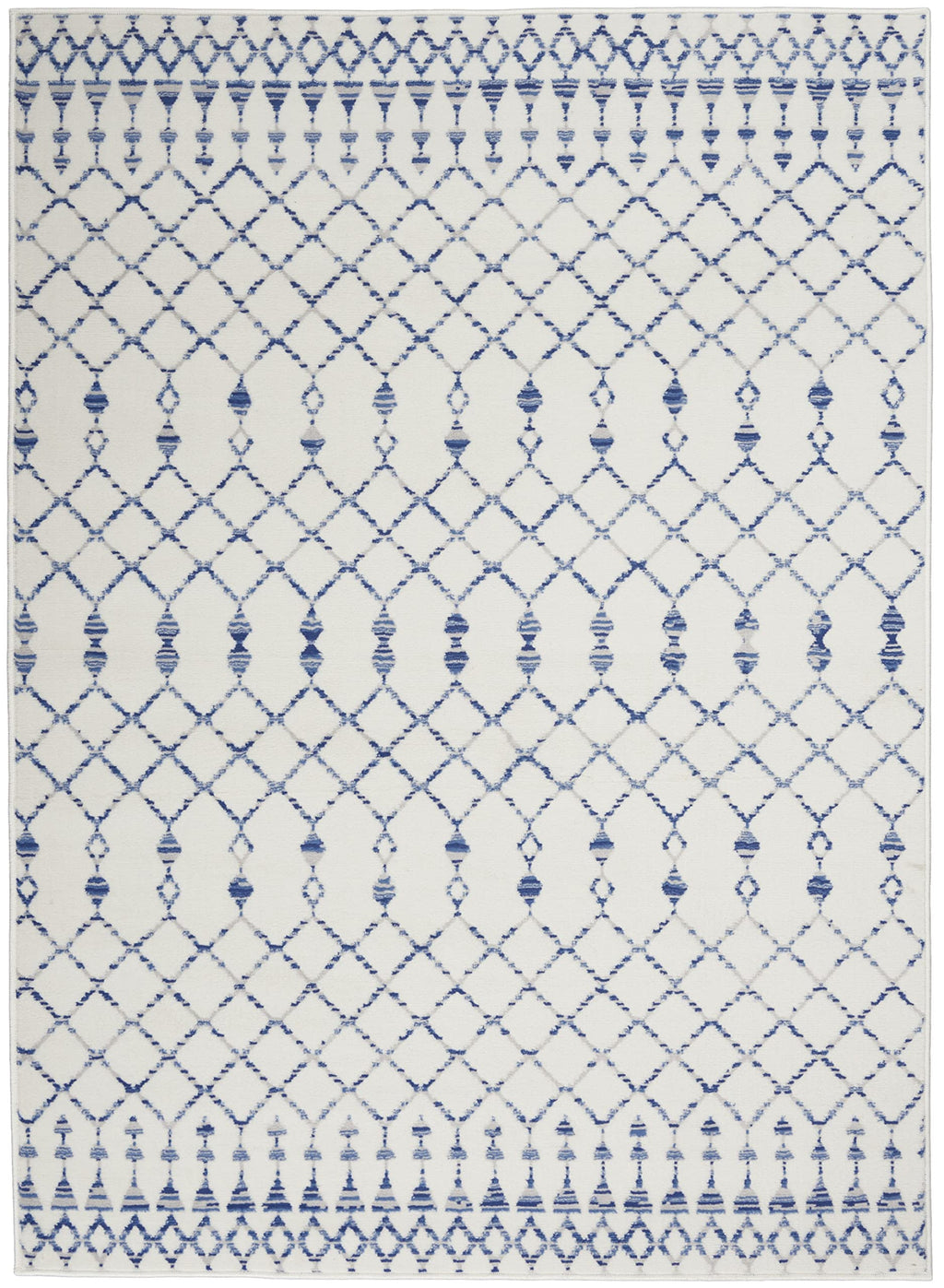 HomeRoots 100% Polypropylene 6’ x 9’ Ivory and Blue Berber Pattern Area Rug