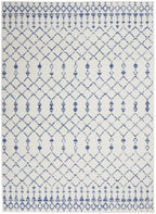 HomeRoots 100% Polypropylene 6’ x 9’ Ivory and Blue Berber Pattern Area Rug