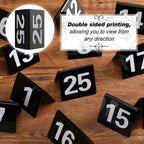 Tuanse Table Numbers 1-25 Acrylic Double Side Numbered Table Tents Plastic Restaurant Wedding Table Number Table Tent Numbers Ca