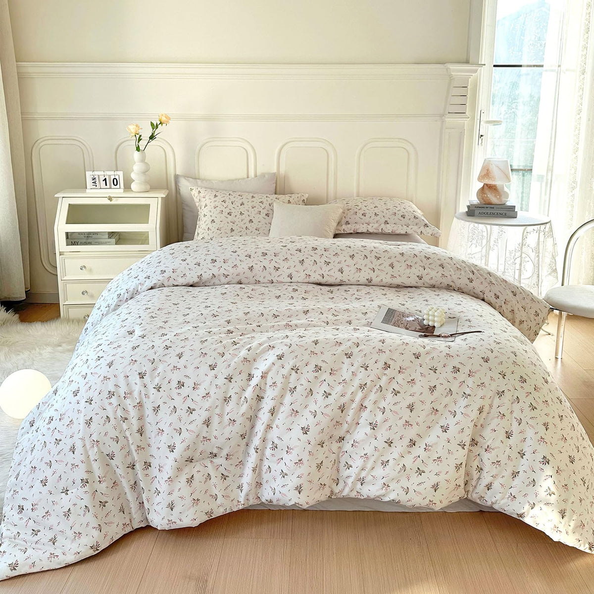 Eavd Girls Pink Floral Twin Xl Comforter Set Boho Soft Washed Microfiber Bedding Set 1 Cute Floral Comforter And 2 Pillowcases C