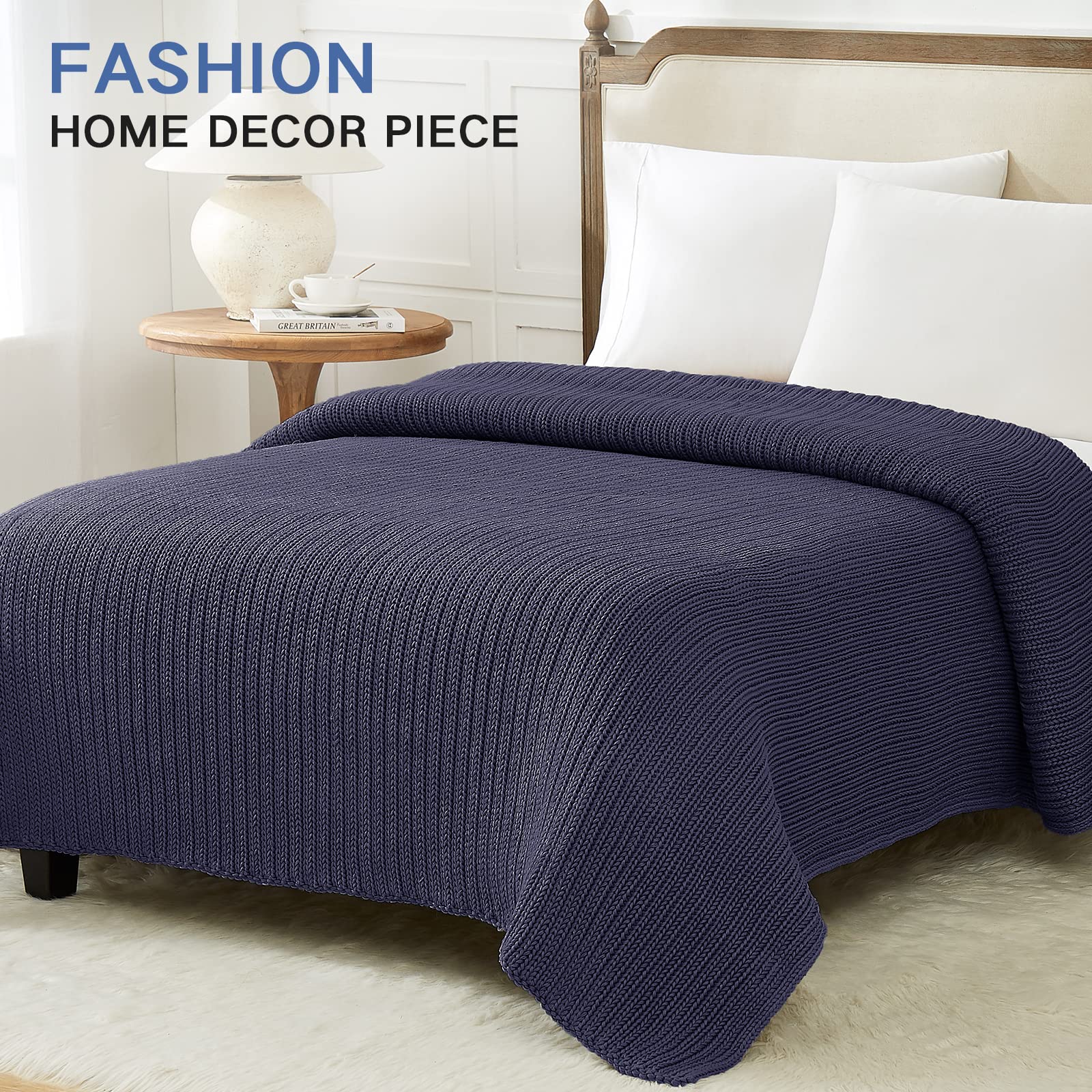 Guohaoi Knitted Weighted Blanket(Dark Grey 50''X60'' 7Lbs),Home D  Cor Cooling Throw Blanket For Hot Sleepers,Hand Made Chunky K