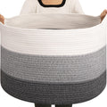 OIAHOMY 105L Blanket Basket for Living Room, Large Basket 23.6 x 23.6 x 14.6 with Handle, Laundry Hamper for Blankets, Pillows, 
