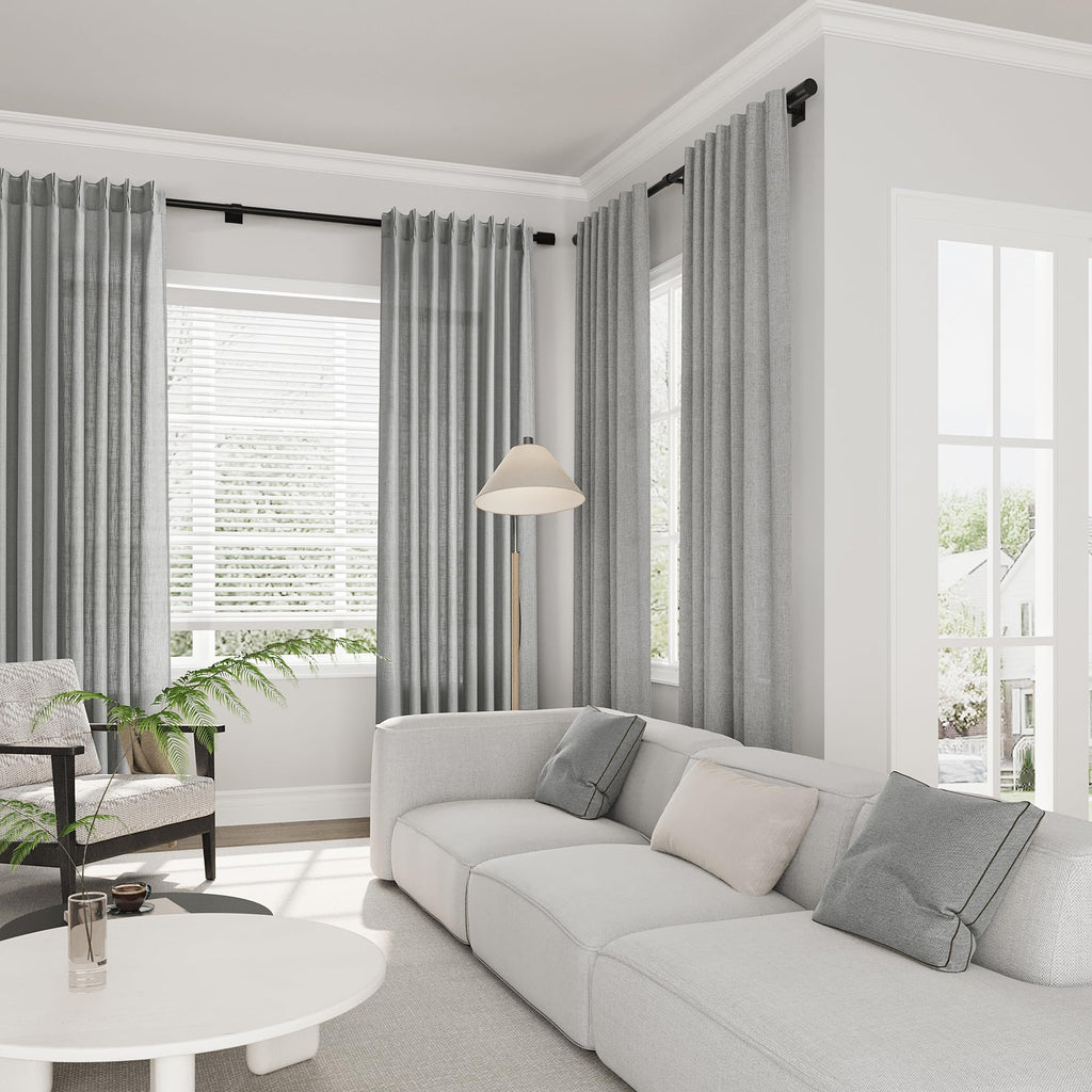 Joywell Linen Pinch Pleated Curtains 120 Inch Long,Back Tab Clip Rings Semi Sheer Light Filtering Soft Lightweight Drapes With Hooks Boho For Bedroom Living Room,W50 X L120,Grey,2 Panels Set