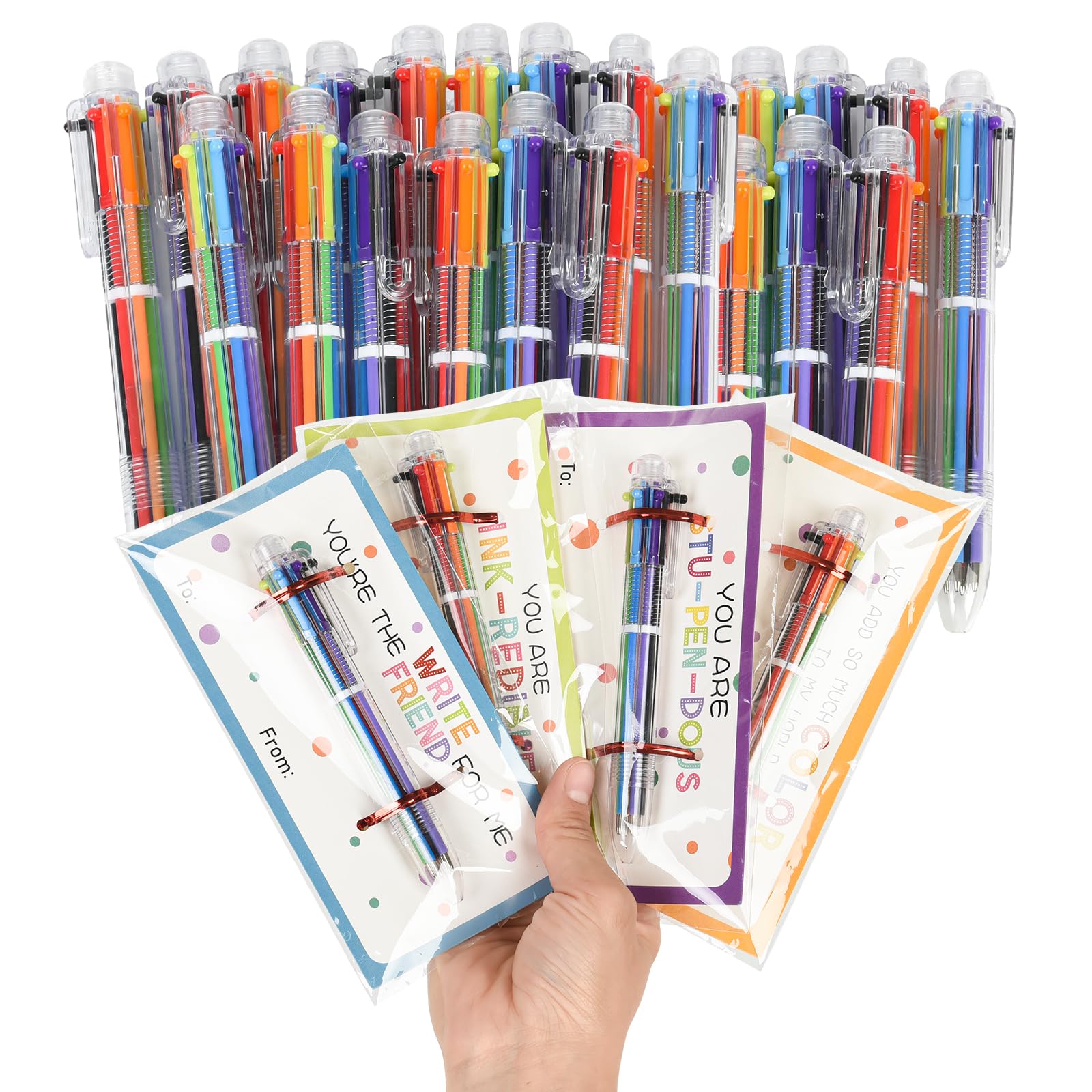 Ulema 28 Pcs Ballpoint Pens 0.7Mm 6-In-1 Colored Ballpoint Pens School Supplies Birthday Party Favors Gifts Valentines Day Gifts