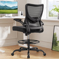 Marsail Drafting Chair, Tall Office Chair with 2D Lumbar Support, Standing Desk Chair with Padded Flip-Up Armrests & Adjustable 