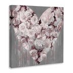 Stupell Industries Pink Rose Heart Over Grey With Paint Drip Wall Art, 24X24, Gray