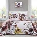 Drucon Floral Quilt Set Queen 3 Pieces Boho Blush Quilt Coverlet Set Soft Microfiber Lightweight Colorful Floral Quilted Bedspre