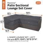 Classic Accessories Ravenna Water-Resistant 104 Inch Patio Left Facing Sectional Lounge Set Cover, Patio Furniture Covers