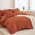 Andency California King Comforter Set Burnt Orange - 7 Piece Cal King Bed In A Bag Boho Terracotta Tufted Beddding Sets, Rust Be