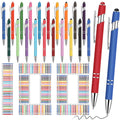 Yeaqee 100 Pieces Ballpoint Pen With Stylus Tip Click Metal Pen, 2 In 1 Black Ink Pens For Writing 1.0 Mm Medium Point Stylus Pe