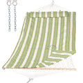 Suncreat Portable 2 Person Hammock With Hardwood Spreader Bar, Cotton Rope Outdoor Hammock With Polyester Pad, Green&Beige