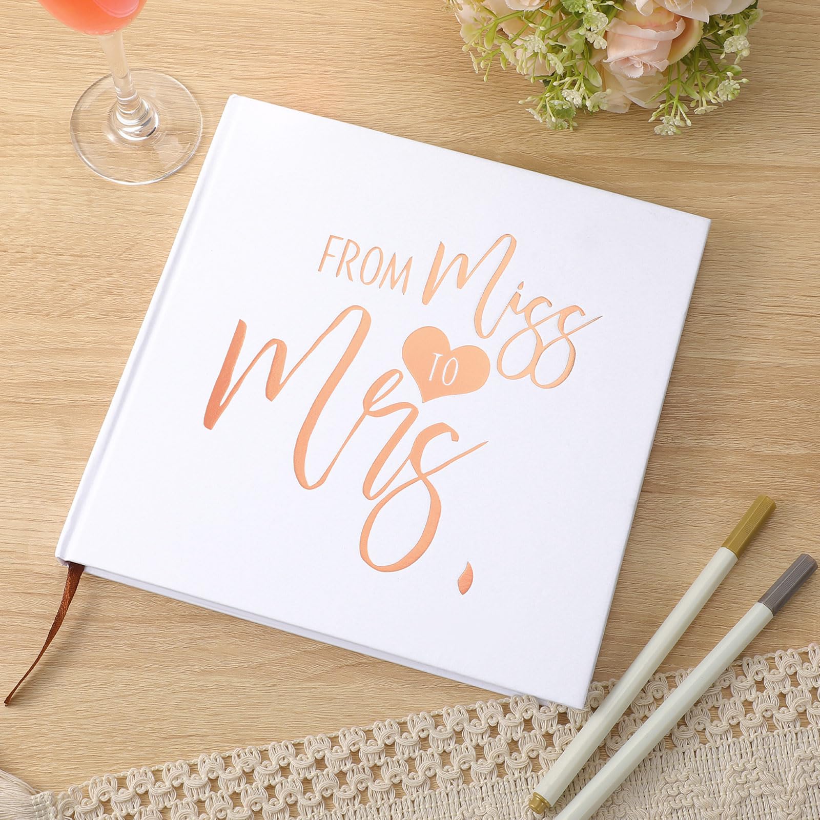 Bridal Shower Guest Book from Miss to Mrs Scrapbook Letters to the Bride Scrapbook with 2 Pens 8.7 Wedding Guest Book with 144 P
