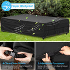 Velway Patio Furniture Cover Outdoor Waterproof Rectangular Patio Table Chair Sofa Set Cover, 128”Lx82”Wx28”H, All Weather Oxford Tear-Resistant Material With Zipper Carrying Bag Windproof Buckles