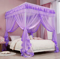 Mengersi Canopy Bed Curtains Queen Size - Bed Canopy Curtains - 4 Opening Canopy For Bed- Cute Princess Bedroom Decoration Gift