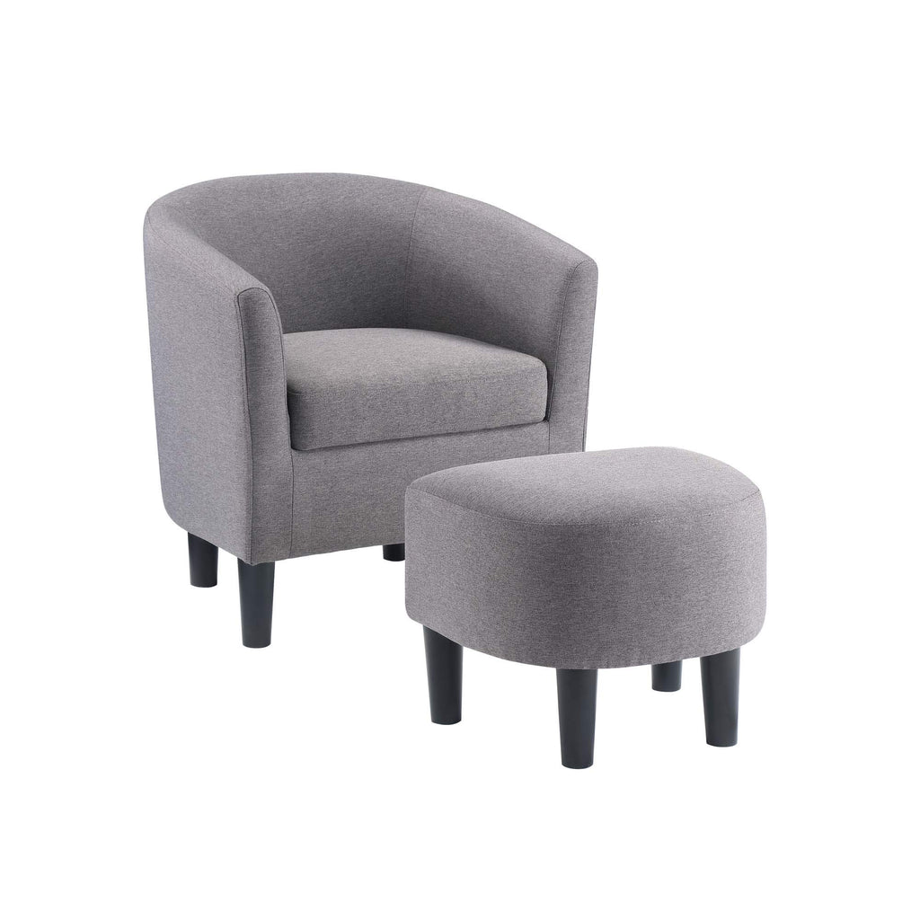 Convenience Concepts Take a Seat Churchill Accent Chair with Ottoman, Cement Gray Fabric