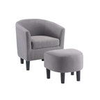 Convenience Concepts Take a Seat Churchill Accent Chair with Ottoman, Cement Gray Fabric