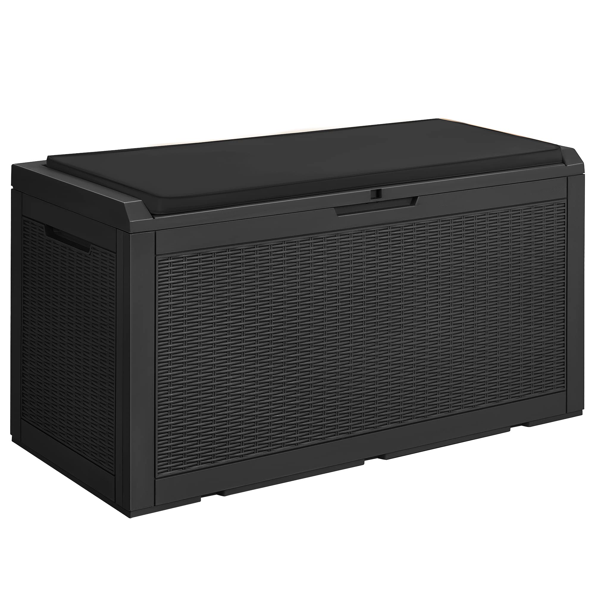 Devoko 100 Gallon Waterproof Large Resin Deck Box Outdoor Storage Box Indoor Lockable Storage Container With Cushion For Patio F