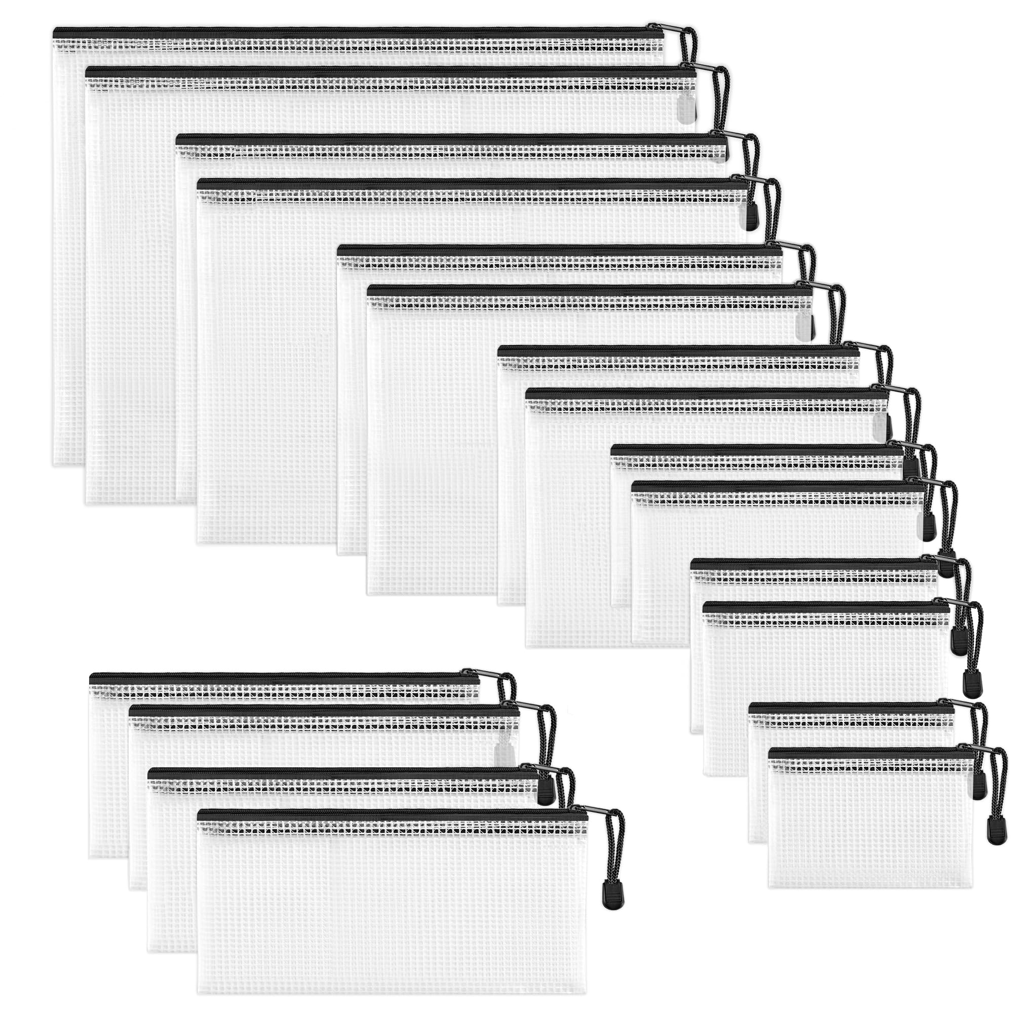 Jarlink 18 Pack 8 Sizes Mesh Pouch, 9 Colors, Waterproof Zipper Pouches For Organization, Multipurpose Travel Bags For Office, S