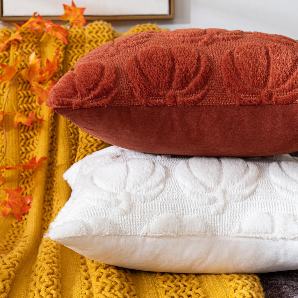 Cosibono Pumpkin Fall Decorative Throw Pillow Covers 12'X20', Set Of 2 Caramel Soft Faux Fur Pillow Covers For Autumn Harvest,
