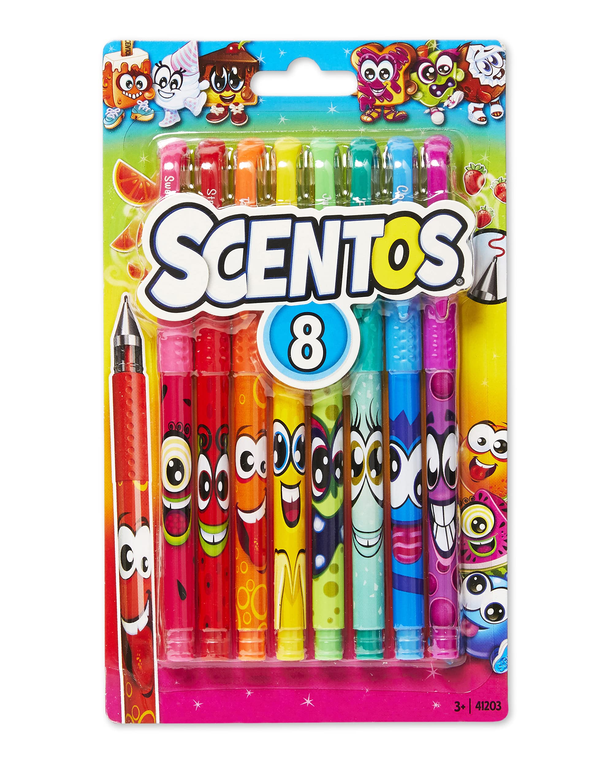 Scentos Scented Gel Pens For Kids - Assorted Colorful Pens - Fine Point Gel Pen Set - For Ages 3 And Up - 8 Count (Rainbow)