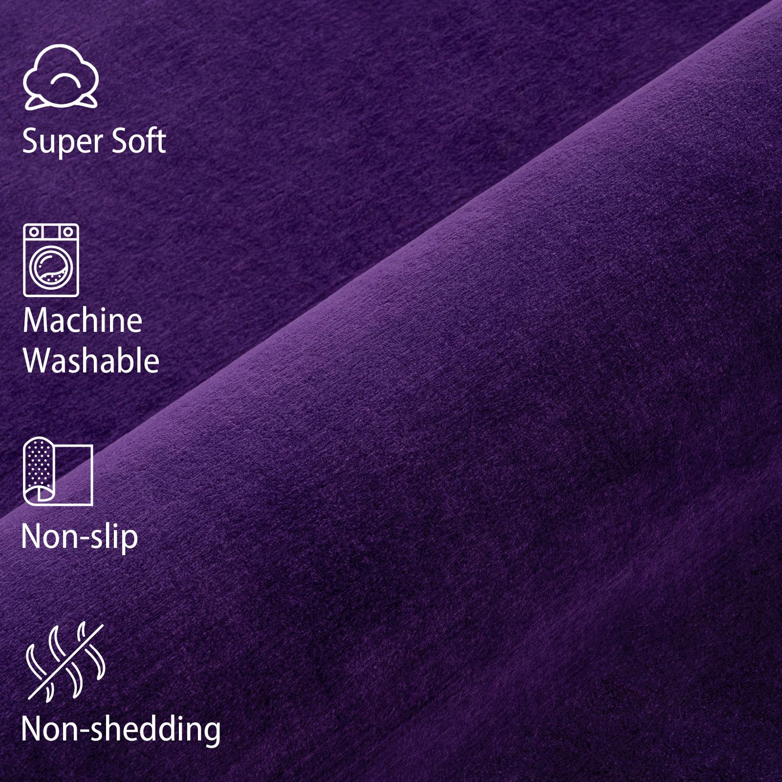 Softlife 6X9 Purple Living Room Rug, Washable Area Rugs For Bedroom, Soft Fluffy Fuzzy Carpet Bedside Rug Indoor Non-Slip Rug Fo
