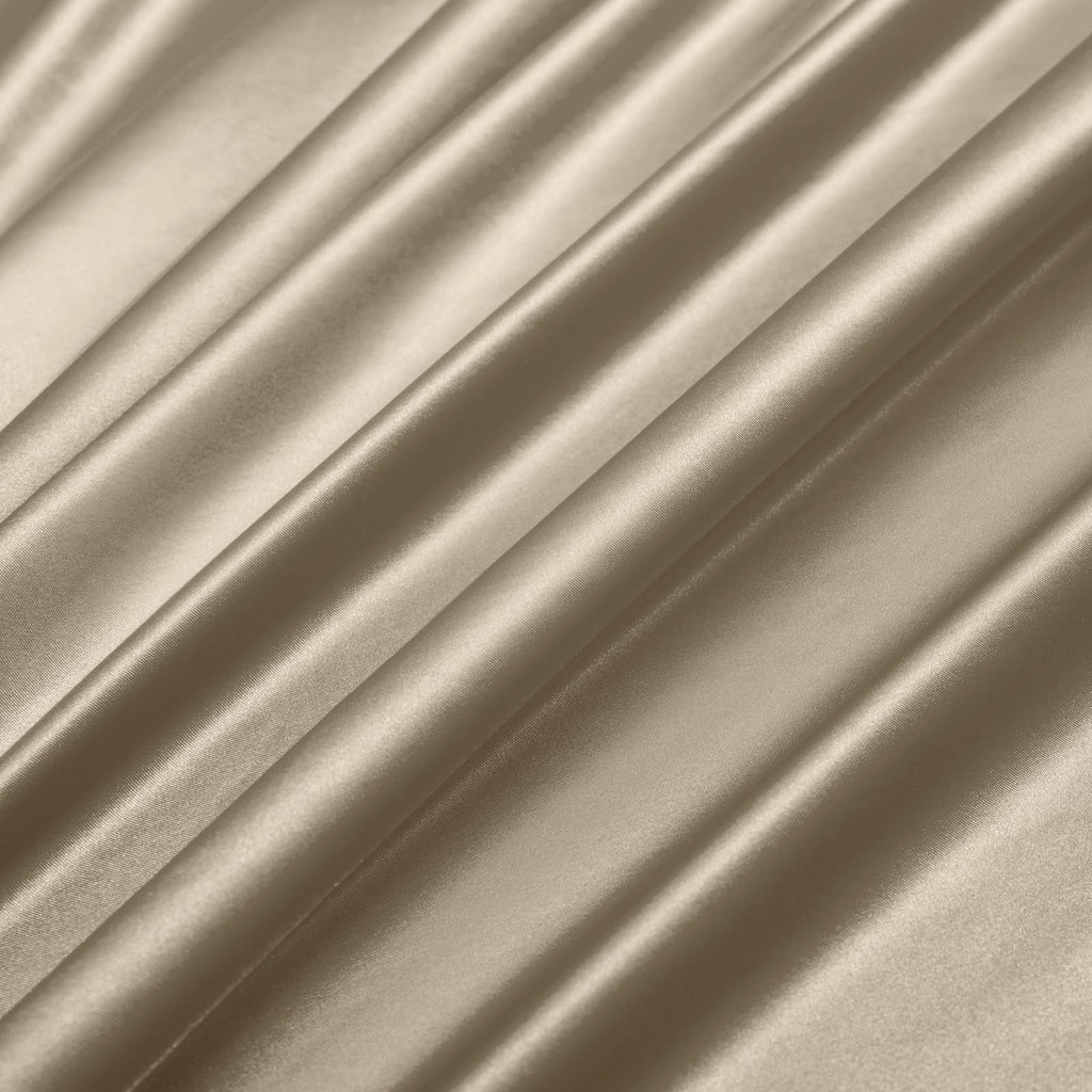 Ersmak 7 Pieces Satin Sheets Set Queen Size, Luxury Silky Sand Satin Bed Sheets Set With 1 Deep Pocket Fitted Sheet, 1 Soft Flat
