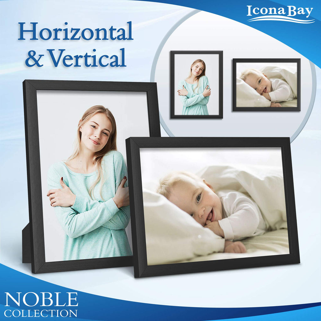 Icona Bay 5X7 Picture Frames (Black, 6 Pack), Modern Professional Frame Set, Noble Collection