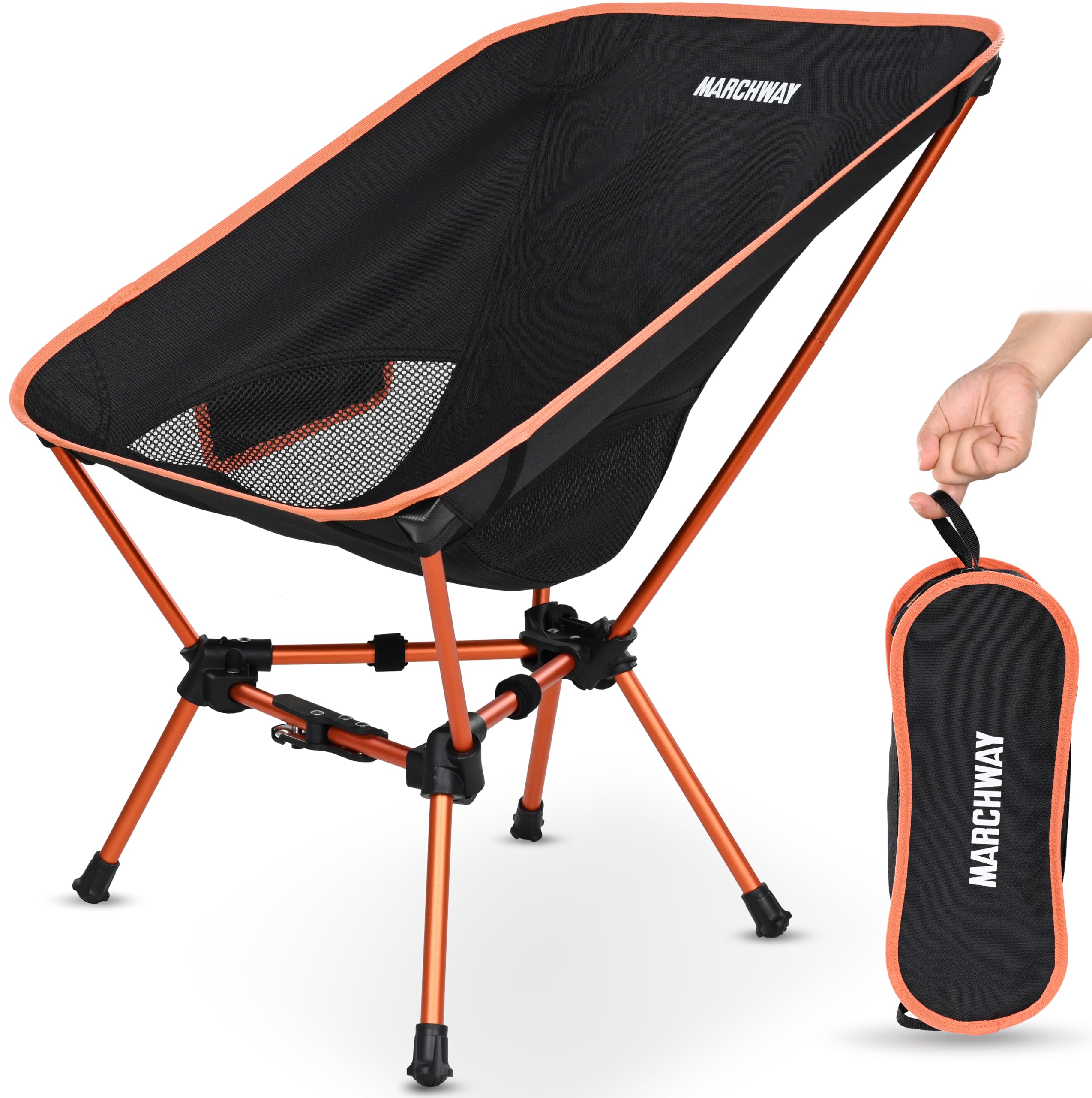 MARCHWAY Lightweight Folding Camping Chair with Spring Lock, Stable Compact Portable for Outdoor Camp, Travel, Beach, Picnic, Fe