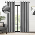 ChrisDowa Gray Linen Blackout Curtains 96 Inches Long for Bedroom Nursery Living Room Darkening Grey Grommet Curtain Drapes 2 Pa