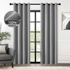 ChrisDowa Gray Linen Blackout Curtains 96 Inches Long for Bedroom Nursery Living Room Darkening Grey Grommet Curtain Drapes 2 Pa
