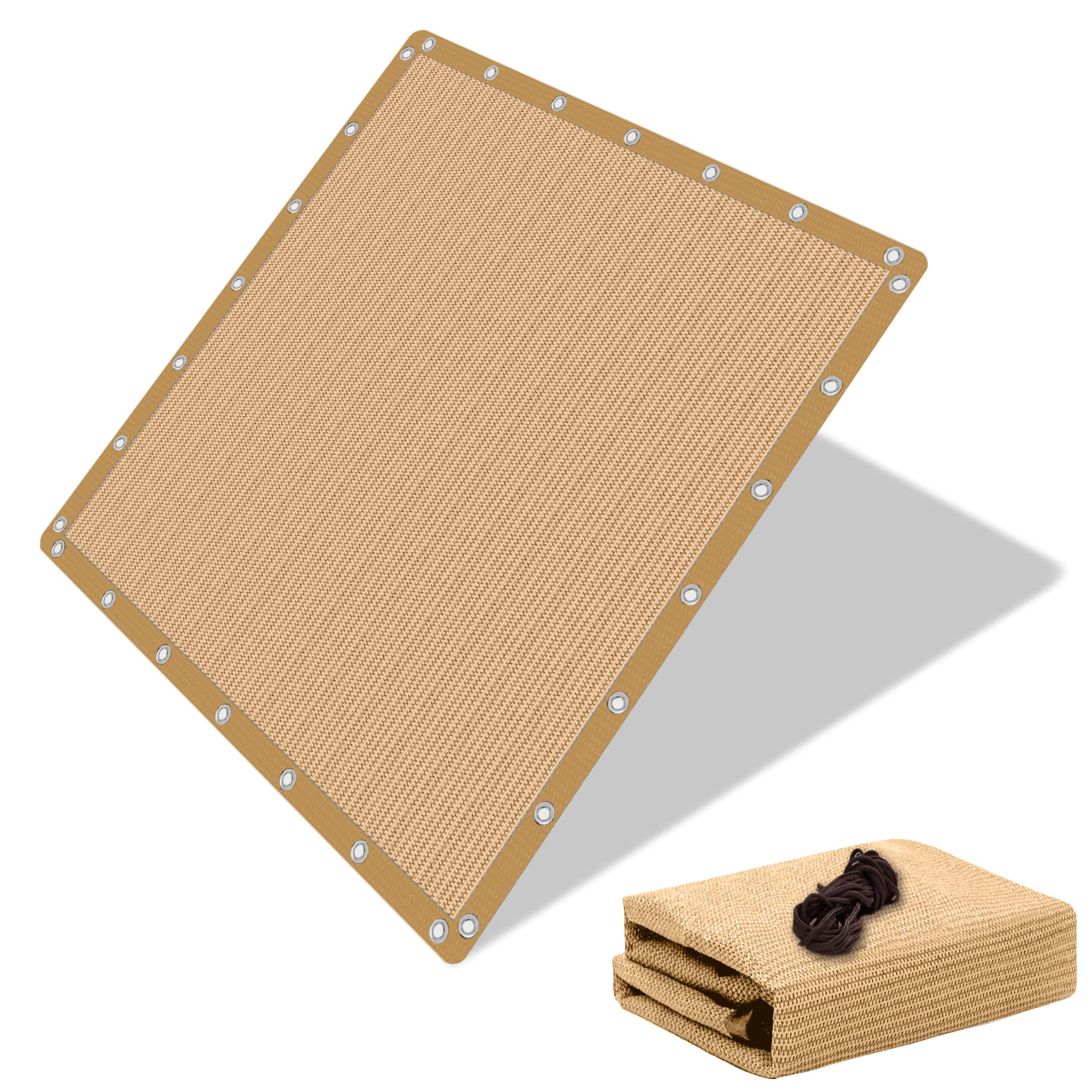 90% Shade Cloth Sun Fabric Privacy Screen Cover For Patio Garden Pergola Canopy With Gromments (Mocha, 8X10 Ft)
