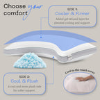 Coop Home Goods Eden Cool+ Crescent Adjustable Pillow, Queen Size Plus Shaped Memory Foam Pillows With Cooling Gel, Neck Support