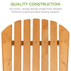 Best Choice Products Folding Adirondack Chair Outdoor Wooden Accent Furniture Fire Pit Lounge Chairs For Yard, Garden, Patio W/ 350Lb Weight Capacity - Natural