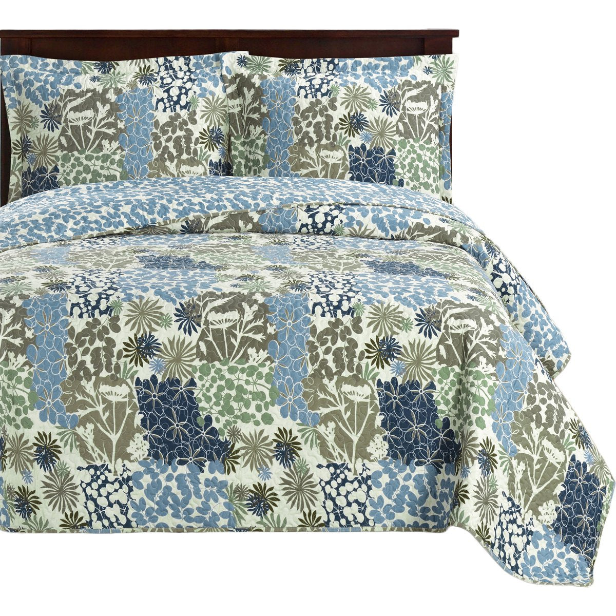 Royal Tradition Elena Reversible Coverlets, Full Over-Sized 3Pc Quilt Set (92-Inch Wide X 96-Inch Long) Lightweight Bedspread