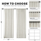 Meetbily 94 Inches Long Semi Sheer Linen Curtains For Living Room 2 Panels, Back Tab Rod Pocket Linen Blend Drapes Modern Airy P