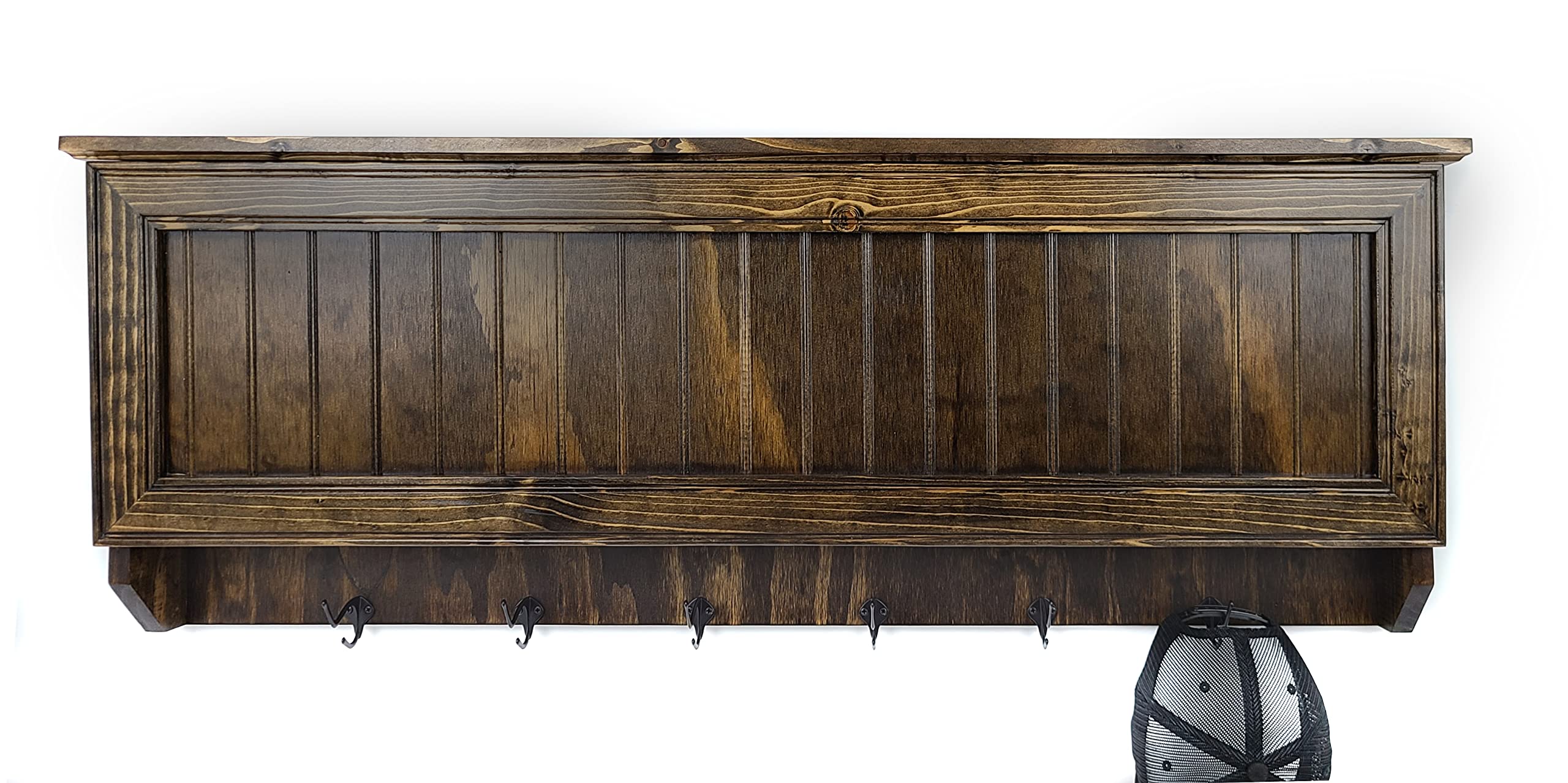 American Furniture Classics Model Lrgcrdw Large Wall Hanging Coat Rack In Dark Walnut With Secret Locking Gun Concealment