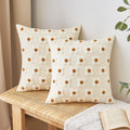 Emema Decorative Throw Pillow Covers Sun Flower Jacquard Pillowcase Cushion Case Square For Couch Sofa Bed Living Room Bedroom Set Of 2, 20X20 Inch, Beige