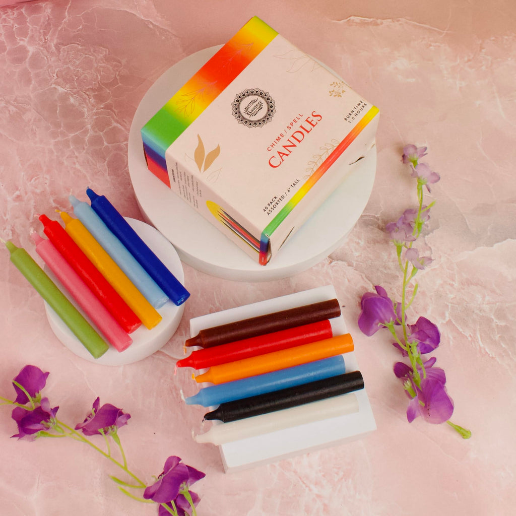 Raajsee Unscented Mini Taper Candles (Multi-Color) | 4 Inches Dinner Candle Sticks| Smokeless, And Dripless| Paraffin Wax With C