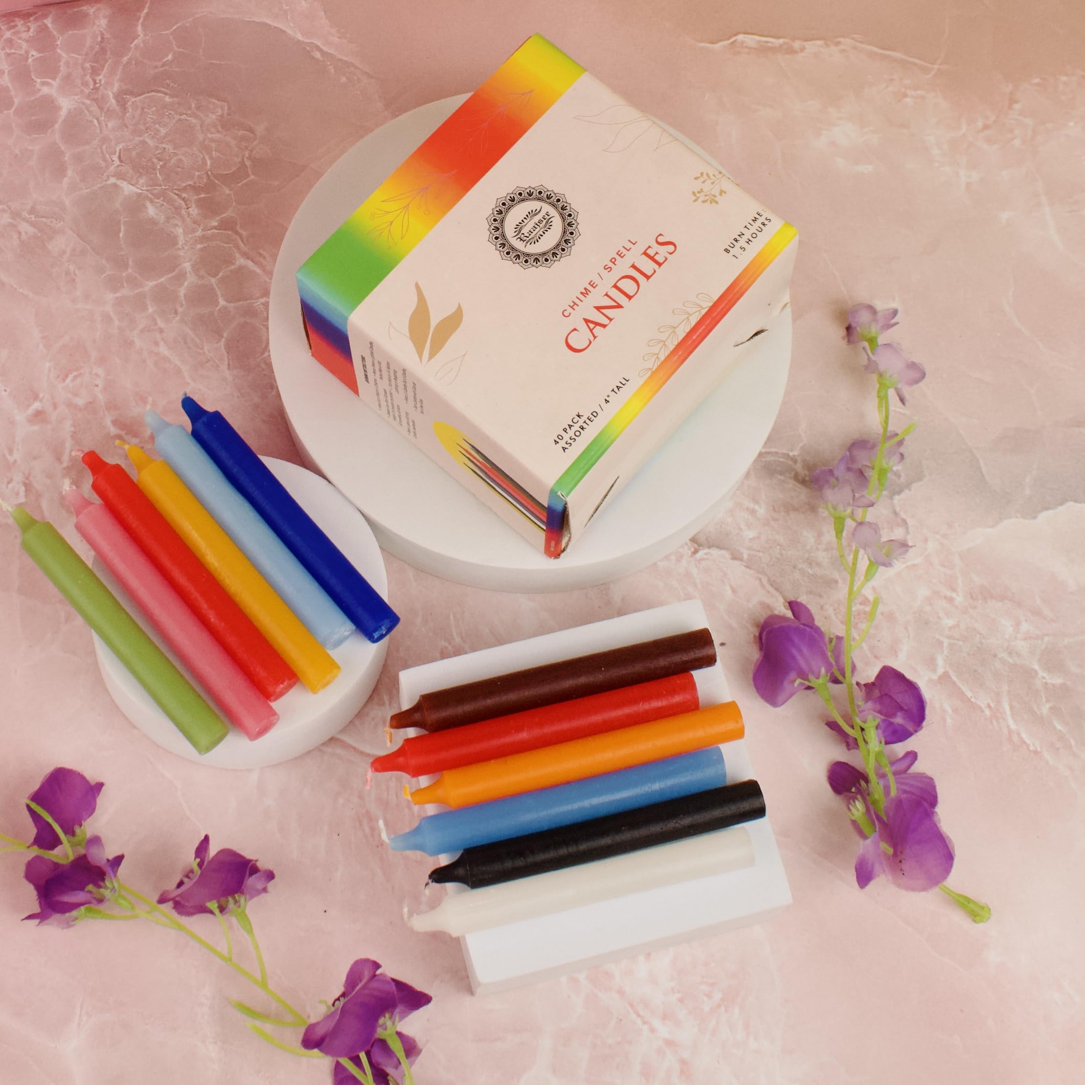 Raajsee Unscented Mini Taper Candles (Multi-Color) | 4 Inches Dinner Candle Sticks| Smokeless, And Dripless| Paraffin Wax With C