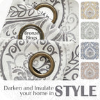 Jinchan 100% Blackout Curtains 90 Inch Length 2 Panels Grey Damask Medallion Window Curtains For Bedroom Grommet Thermal Insulated Drapes For Living Room Vintage Luxury Window Treatments Set