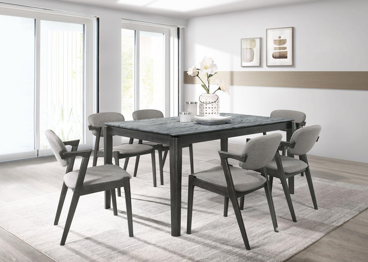 Coaster Stevie 7-Piece Modern Wood Rectangular Dining Set In Gray And Black