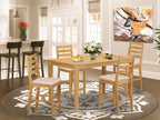 East West Furniture CACF5H-OAK-C 5 Piece Counter Height Dining Set Includes a Rectangle Kitchen Table and 4 Linen Fabric Upholstered Dining Chairs, 36x60 Inch, Oak