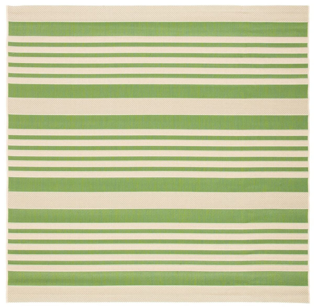 SAFAVIEH Courtyard Collection 6'7'' Square Green/Beige CY6062 Stripe Indoor/ Outdoor Patio Backyard Mudroom Area Rug