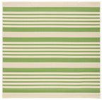 SAFAVIEH Courtyard Collection 6'7'' Square Green/Beige CY6062 Stripe Indoor/ Outdoor Patio Backyard Mudroom Area Rug