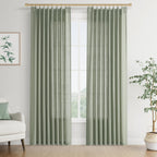Joywell Linen Pinch Pleated Curtains 84 Inches Long,Back Tab Window Drapes With Hooks Lightweight For Bedroom Living Room Patio Sliding Glass Door Privacy,W50 X L84,Sage Green,2 Panels Set