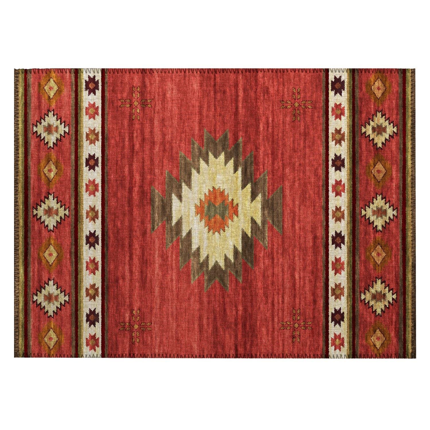 Phoenix Ph4 Red Southwestern Rug Rectangle 5' X 7 ' 6"